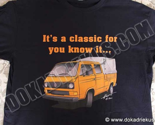 T-shirt met een VW T3 doka met huif